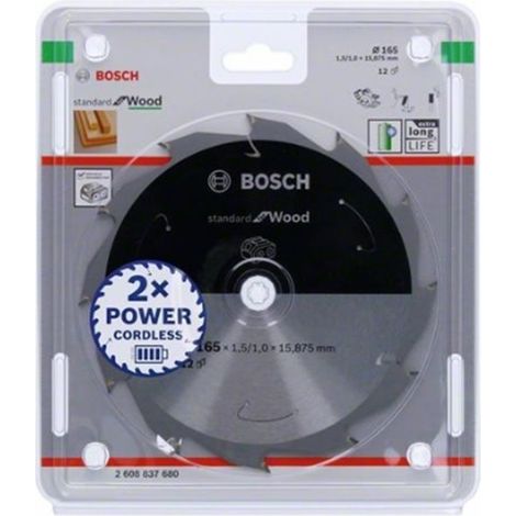 Bosch 2608837680 Disco de sierra circular Standard Wood 165x15,875x12D BA