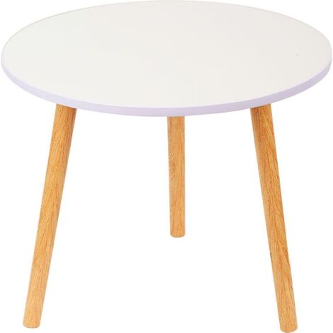  Table Basse Ronde, Table de Salon Moderne Minimaliste, assemblage facile, 50x50x40cm, blanc (1/5)