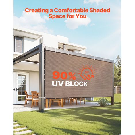Voile d'ombrage 90 %, 3050 x 3660 mm, filet d'ombrage avec œillets en acier inoxydable, protection solaire et brise-vue en PEHD 140… (1/5)