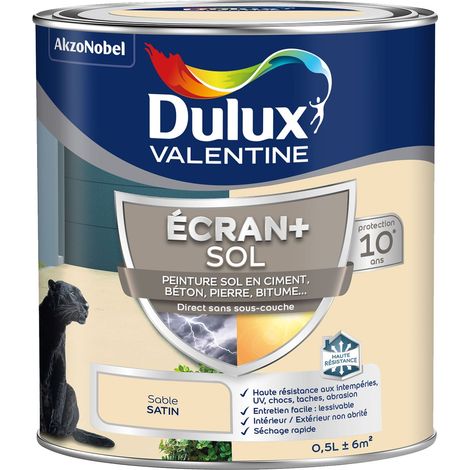 Ecran+ Sol - Peinture solvantée pour sols Intérieur et Extérieur - Ciment, béton, dalles, parquets et escaliers - Satin Sable 0,5 L - Dulux Valentine