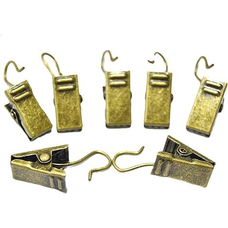 QAZQA Lot de 20 Crochet à Pince Clips pour Rideaux Anneaux à Pince, Clips de Rideau, Clips de Rideau en Acier Inoxydable avec Crochets (bronze) (1/4)