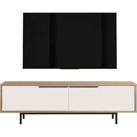 Meuble TV en bois "ON1-SW" - 160 x 35 x 45 cm - Blanc