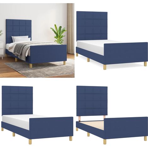 Giroletto senza Materasso Blu 90x190 cm in Tessuto - Letto con testiera - Testiera per letto