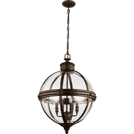 Elstead Adams - Lampadario a soffitto a 4 luci Lampadario a sospensione Bronzo britannico, E14 (1/5)