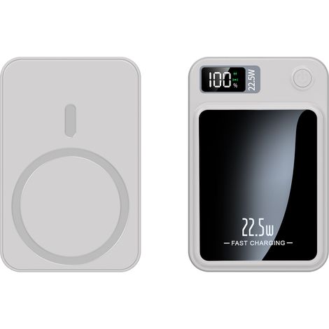 Chargeur magnétique portable 20 000 mAh, charge rapide 22,5 W, batterie externe blanche (1/5)