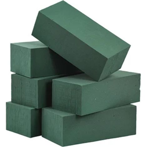 Juego de 6 bloques de espuma floral verde, bloques de barro para flores artificiales, plantas secas y flores húmedas, bloques grises (1/5)