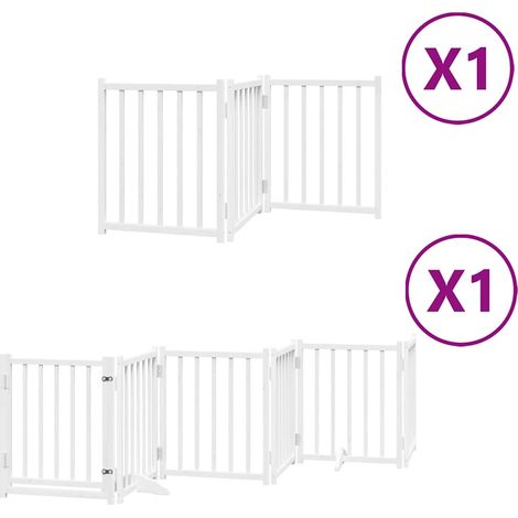 Barrière pour chien porte pliable 9panneaux blanc bois peuplier (1/5)