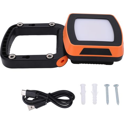 Lumière de travail LED portable rechargeable orange, projecteur pliable avec support, universel pour voiture et moto (1/5)