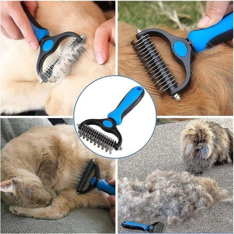 Brosse de toilettage pour chiens et chats à poils longs, de couleur rose, adaptée aux soins quotidiens des animaux de compagnie à la maison.-AquaForge