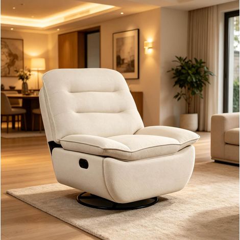 Sillón relax giratorio con reposapiés, beige HAVRYA (1/5)