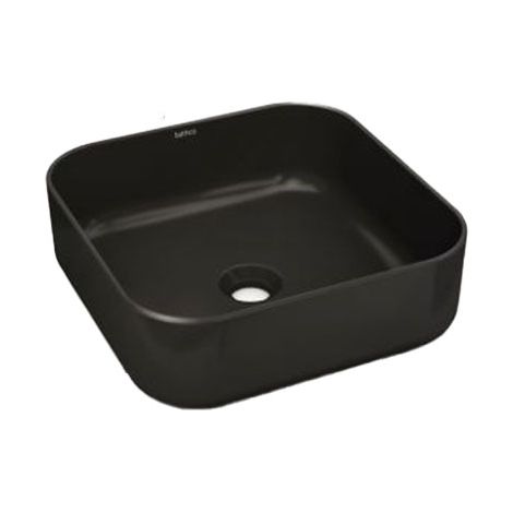 Vasque céramique à poser carrée DINAN 40 - Noir Mat - L385 x l385 x H135 mm - Bathco (1/2)