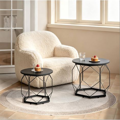 Tavoli da salotto set 2 con contenitore metallo e legno OKMYHOME (1/5)