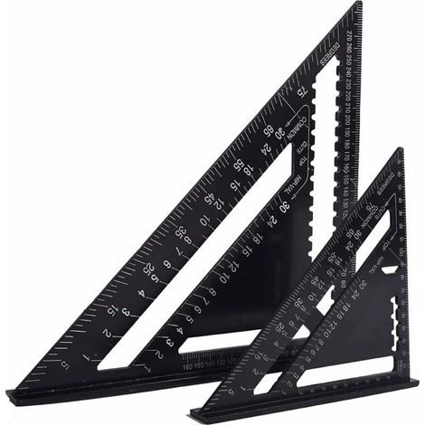 Equerre Menuisier Multifunctions 18cm et 30cm, Metal Aluminium Triangle Règle Équerre Guide Raporteur Angle 45 90 Degres/Outillage Charpentier/Outil Traçage Guidage Menuiserie Bois (1/5)