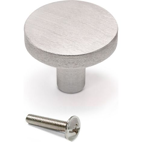 Bouton pour meubles Uppsala, diamètre 30mm, aluminium inox brossé - EMUCA - 9364169 (1/4)