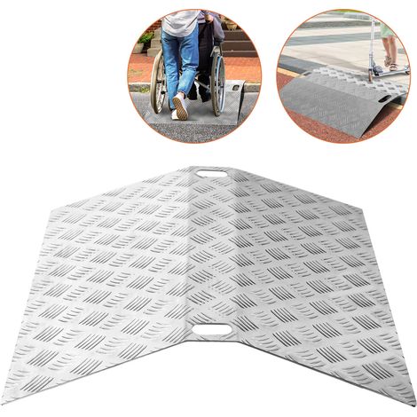 TolleTour Rampa de umbral de aluminio de 80 cm, rampa para sillas de ruedas Rampa de umbral portátil, rampa puente 270 kg de capacidad de carga con asas (1/5)