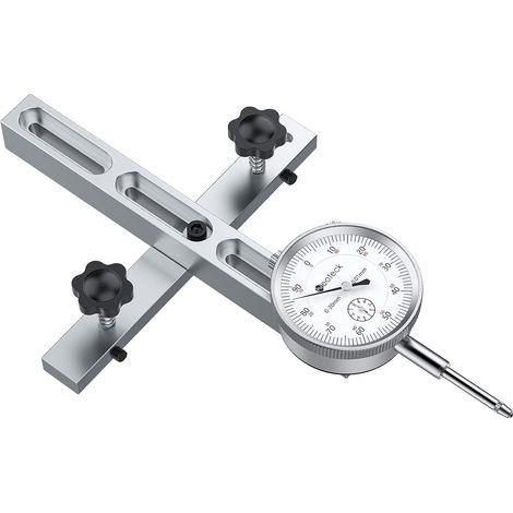 Mechanische Messuhr für Tischkreissägen, 0–20 mm, Auflösung 0,01 mm, mit eloxierter Aluminiumschiene, Drei-Schlitten-Montage und mechanischer Messuhr für Tischkreissägen (1/5)