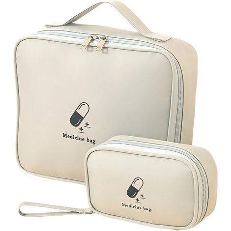 Organisateur de médicaments,2 pièces,Trousse de premiers secours,Trousse de premiers secours vide,25 x 19 x 22 cm + 17 x 6 x 11 cm (1/5)