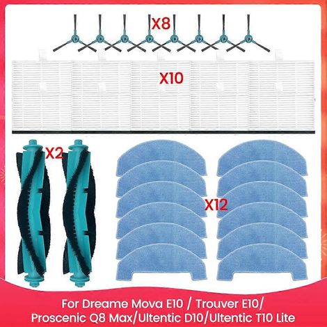 Kit de 32 pièces comprenant une brosse, un filtre et une lingette de nettoyage pour aspirateur Dreame Mova E10 Trouver E10 Q8Max D10 T10 - Pièces de rechange (1/5)