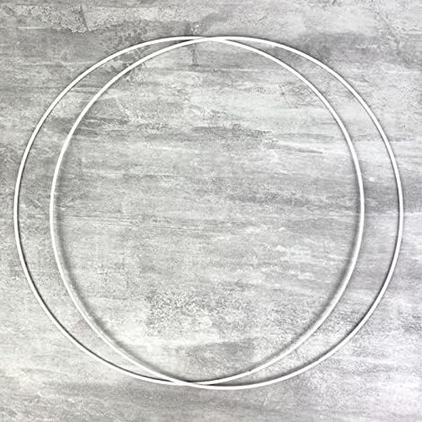 Cercles Métalliques Blancs - Lot de 2 - Acier Époxy 35cm - Pour Abat-Jour et Mobiles - Décoration Intérieure - Diamètre 35 cm (1/5)
