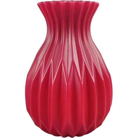 Mini jarrón con capullos de colores de plástico irrompible - 17 cm - A prueba de fugas - Con base con peso - Pequeño centro de mesa para decoración de hogar, jardín y oficina - Rojo