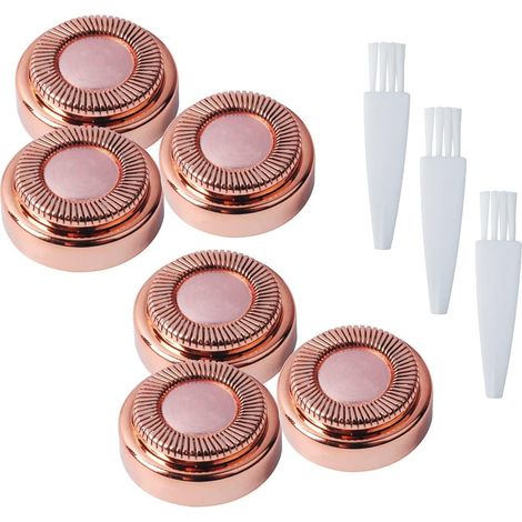 Lot de 6 têtes d'épilation du visage pour une épilation impeccable – Têtes d'or rose sans faille pour lèvres, menton, joues et pattes (1/4)