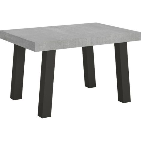 Table à manger rectangulaire gris béton et pieds métal anthracite Bidy 130 cm (1/5)