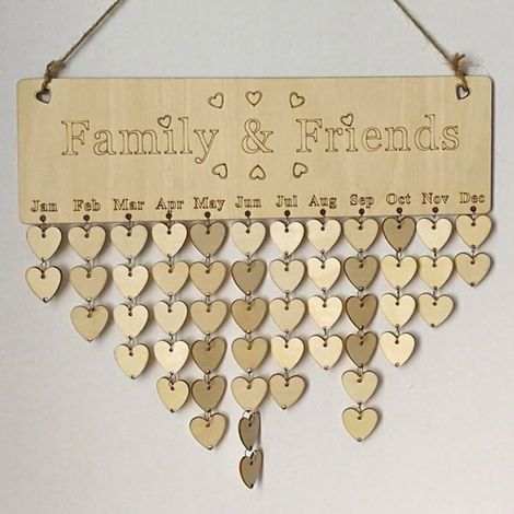 Famille amis anniversaire rappel Calendrier plaque en bois Tableau avec tiquettes pour dcoration de la maison PZCC (1/4)