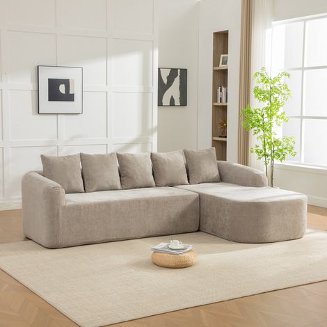 Canapé modulaire en chenille gris, assise rembourrée en mousse haute élasticité, sans montage, avec coussin (1/5)