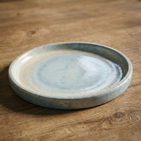 Soucoupe 16cm perle faite à la main en terre cuite émaillée (1/2)