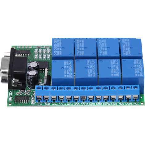 Module relais 12 V 8 canaux DB9 RS 232 avec télécommande pour maison connectée (1/5)