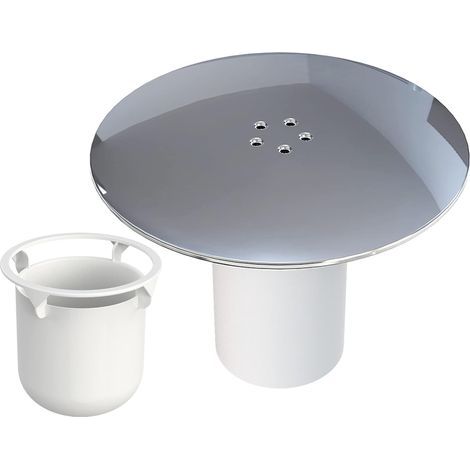90-mm-Duschablaufabdeckung – Hochleistungsstöpsel – Chrom-Finish – Weißer, gehärteter Becher – Haarsieb mit Schnellverschluss (1/5)