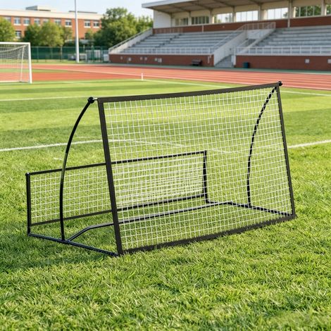 Filet de rebond de football portable 2-en-1, double face, incluant un sac de transport et des piquets de terre, dimensions 200x94x122/52 cm, Noir (1/5)