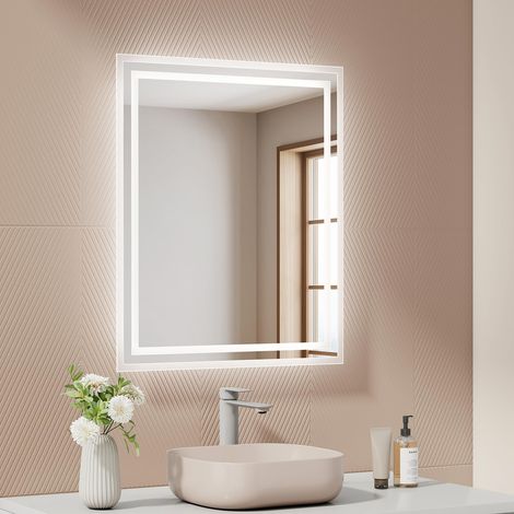 Miroir LED, 50x60 cm, 2 Températures de Couleur (1/5)