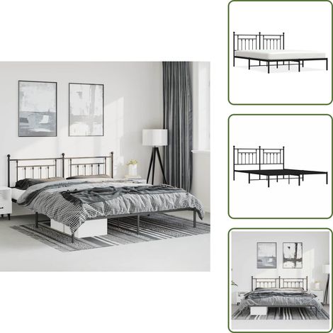 Cama de invitados - vidaXL Estructura cama sin colchón con cabecero metal negro 183x213 cm - Cama de metal