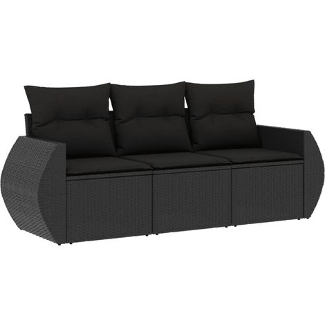 Maison Exclusive - 3-tlg. Garten-Sofagarnitur mit Kissen Schwarz