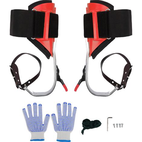 Kit de pointes d'escalade d'arbre équipement réglable en alliage d'aluminium avec pédale antidérapante pour le jardinage cueillette de fruits rouge (1/5)