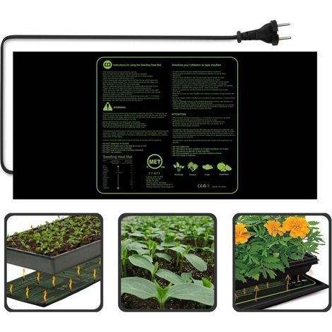 Coussin chauffant pour germination 48x20 pouces TK-SHK, tapis thermique réutilisable pour plantes et semis, serre intérieure, propagation des graines, chaleur uniforme. (1/5)
