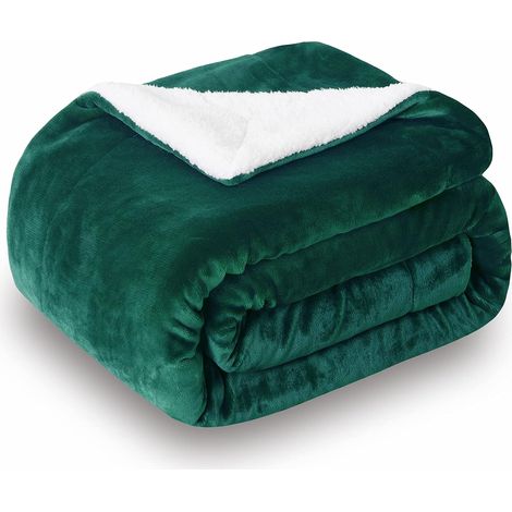 Doppelseitige Decke 150 x 200 cm – extra dick/warm – für Sofa/Wohnzimmer – grün