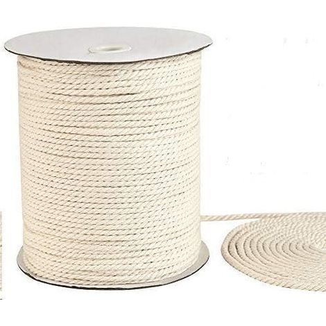 Cordon de macramé 3 mm x 200 m, corde en coton naturel, corde en coton torsadé à 3 brins pour suspensions murales, suspensions pour plantes, loisirs créatifs, tricot, projets décoratifs, corde en coto (1/5)