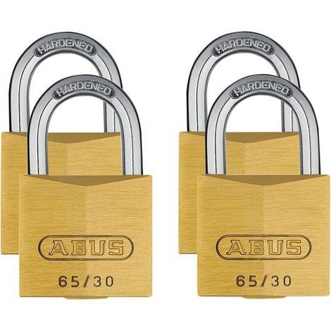ABUS 33664 Brass Padlock Quad Pack – 65/30mm Heavy-Duty Mechanical Lock Set