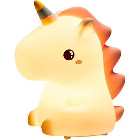 Veilleuse Licorne pour Enfants, 7 Couleurs, Lampe de Bureau Mignonne en Silicone Rechargeable, Veilleuse de Lit pour Bébé (1/5)