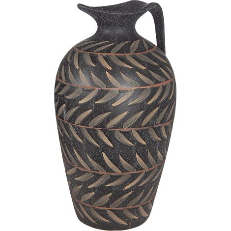 Vase Oliva - Vert/Noir - Céramique - Surface sableuse essuyée - Hauteur 36 cm x Ø 20 cm (1/3)
