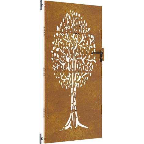 Maison Exclusive - Gartentor 85x175 cm Cortenstahl Baum-Design