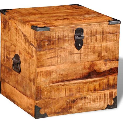 vidaXL Coffre de rangement cubique Bois de manguier brut (1/5)