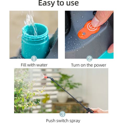 Pulvérisateur Électrique Porté 8L avec 2 Modes de Pulvérisation, Verrouillage Automatique, Buse 2 en 1 et Tasse Dosatrice - Gris Bleu Rechargeable-AUTRES (1/2)
