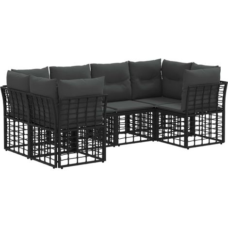 Maison Exclusive - Outdoor-Sofagarnitur mit Kissen 6 pcs Schwarz