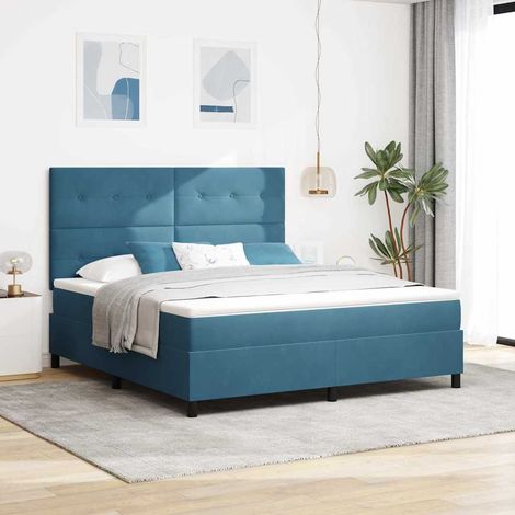 Boxspringbett mit Matratze Dunkelblau 180 x 200 cm Samt (1/5)