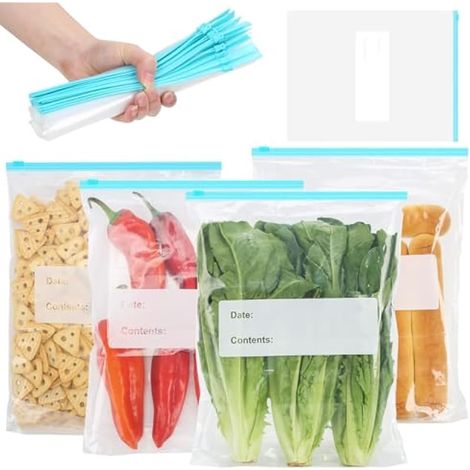 50 Pièces Sac Congelation Reutilisable, 32 x 26 cm Sac Congelation Zip, Ziplock Bag 3L, Grands Sachet Congelation Zip, Sans BPA, Convient pour Conserver les Légumes, les En-Cas et la Viande (1/4)
