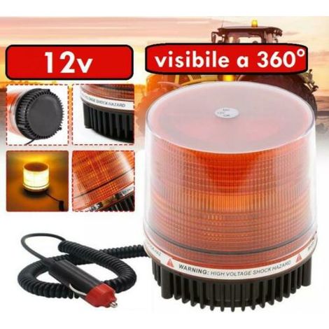 Lampeggiante Led Arancione rotante Segnalazione Luminoso Emergenza Magnetico Auto Furgone Trattore 12v