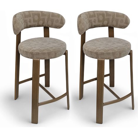 Lot de 2 chaises hautes pied bois et tissu, SUZIE
